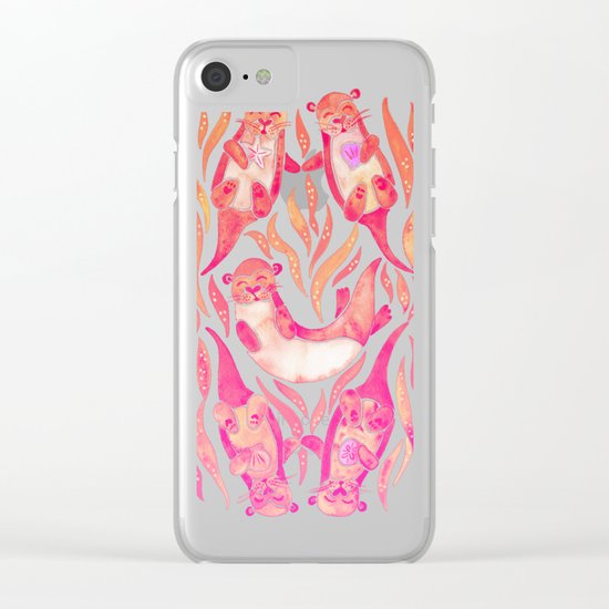 Five Otters – Pink Ombré Clear iPhone Case