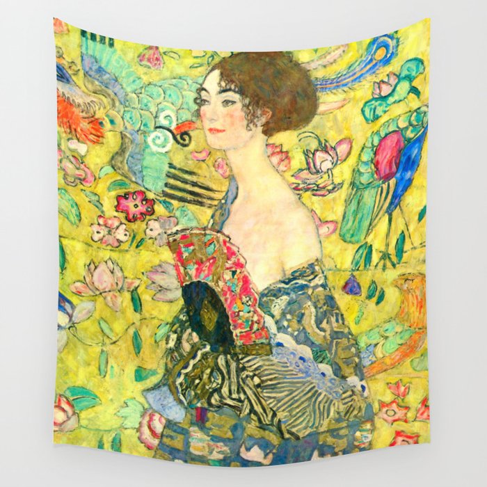 Gustav Klimt "Lady with fan" Wall Tapestry