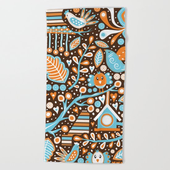 Bird Patterns Beach Towel