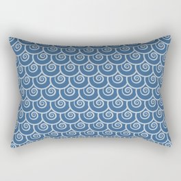 Swirl Navy Blue Japanese Style Rectangular Pillow