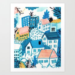 city in the woods Art Print