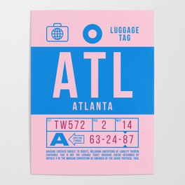 Luggage Tag B - ATL Atlanta USA Poster