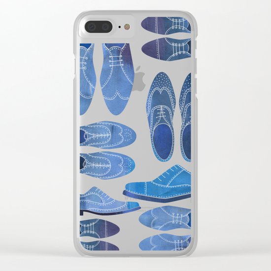 Blue Brogue Shoes Clear iPhone Case