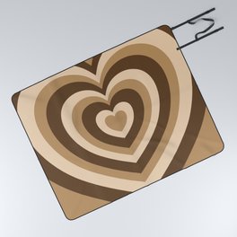 Aesthetic Hypnotic Brown Hearts Picnic Blanket