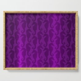Purple Silk Metallic Seahorse Modern Collection Serving Tray
