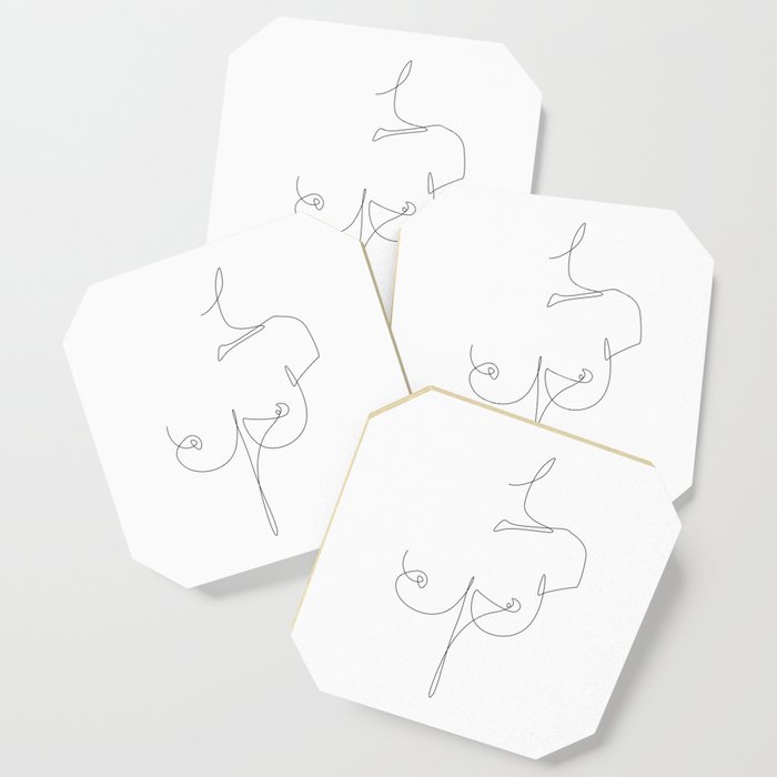 Boob Line / naked breast line drawing Coaster