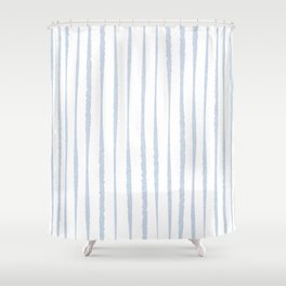 Organic Watercolor Stripes Powder Blue and White Shower Curtain