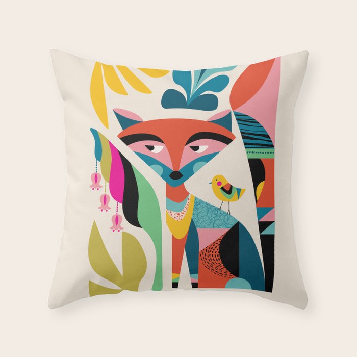 MidCentury Fox Throw Pillow by Rachel Lee Society6