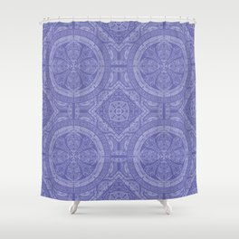 White on Peri Symmetry Shower Curtain