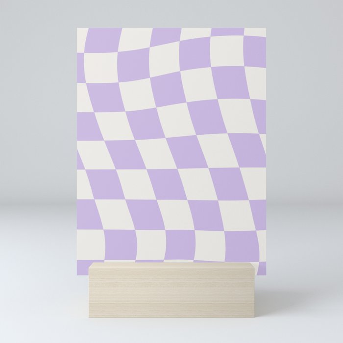 Warped Check Pattern Lavender Mini Art Print