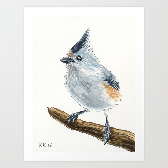 Titmouse bird watercolor Art Print