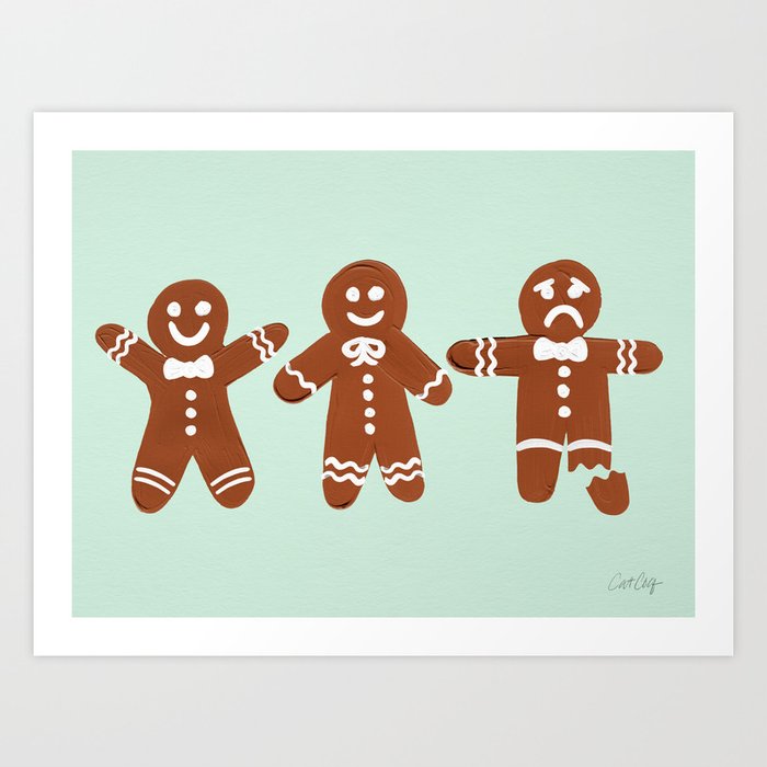 Gingerbread Men – Mint Palette Art Print