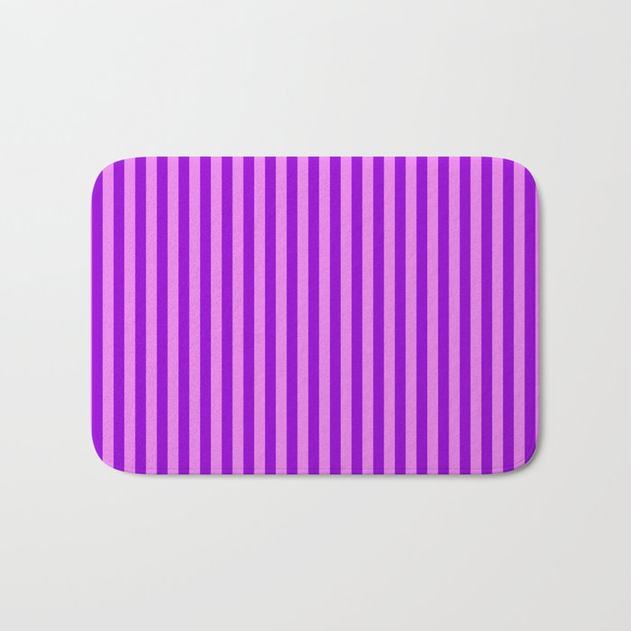 Dark Violet & Violet Colored Stripes/Lines Pattern Bath Mat