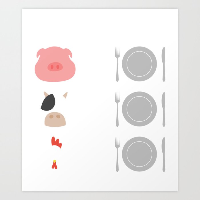 The Circle Of Life Pig Cow Chicken Meat Animal Farmer Design Kunstdrucke Von Peppersalt Society6