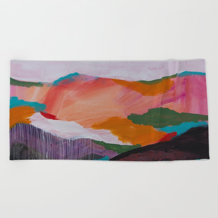 Roses Aren T Red 3 Contemporary Abstract Landscape Beach Towel By Mariaalzoubi