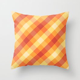Vintage Warm Orange and Red Diagonal Gingham Pattern Throw Pillow