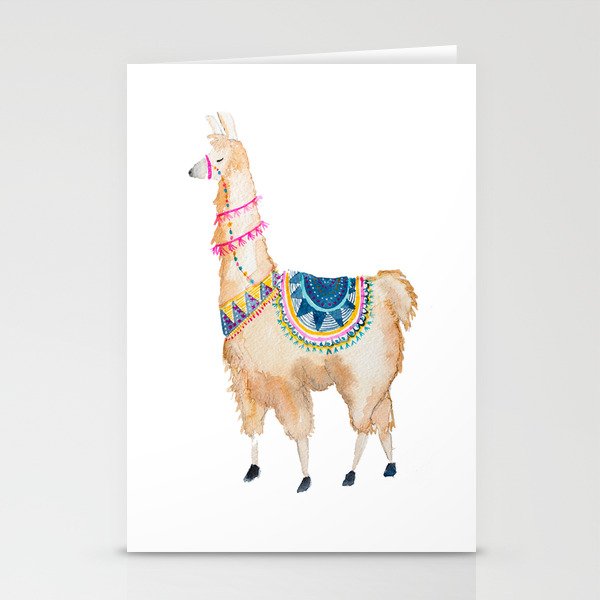 Watercolor llama Stationery Cards