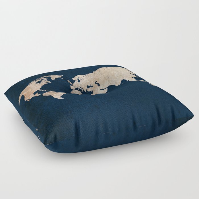 Inverted Rustic World Map Floor Pillow