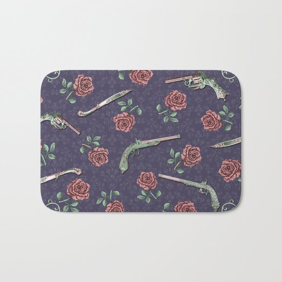Elegant Guns Knives and Roses Bath Mat