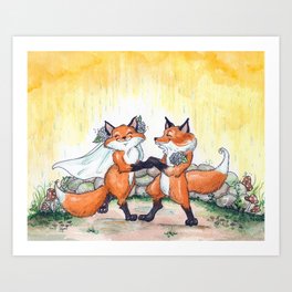 Fox Wedding  Art Print