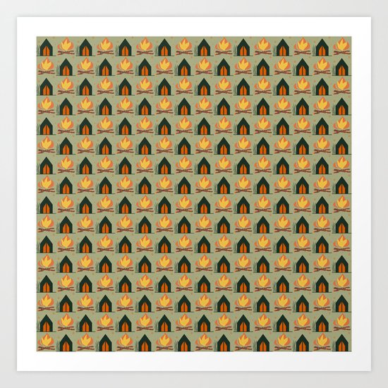 Tent & Campfire Art Print