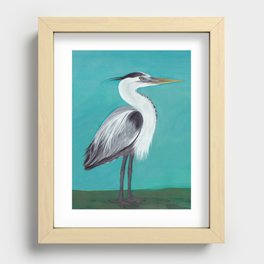 Right facing Heron Recessed Framed Print