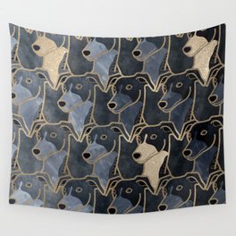 Greyhound soft blue gradient with gold accents pattern Wall Tapestry