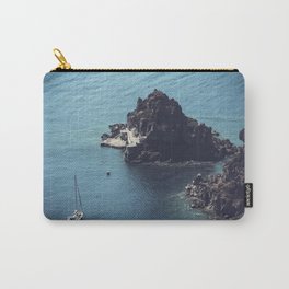 Santorini, Greece 25 Carry-All Pouch | Boat, Digital, Color, Sea, Rocks, Photo, Greece, Landscape 