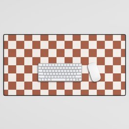 Check Rust Checkered Checkerboard Geometric Earth Tones Terracotta Modern Minimal Chocolate Pattern Desk Mat