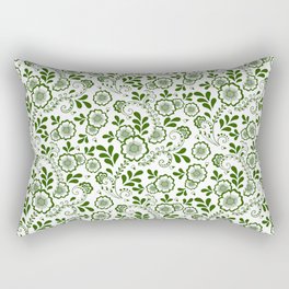 Green Eastern Floral Pattern Rectangular Pillow