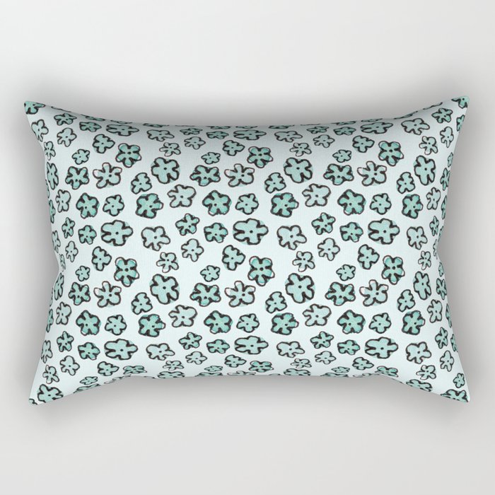 Tiny Blue Flowers, Girly Pattern Rectangular Pillow