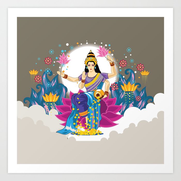 Goddess Lakshmi Cool Colors Vector Art Print By Artonwear Society6 Download 38 goddess lakshmi free vectors. goddess lakshmi cool colors vector art print by artonwear