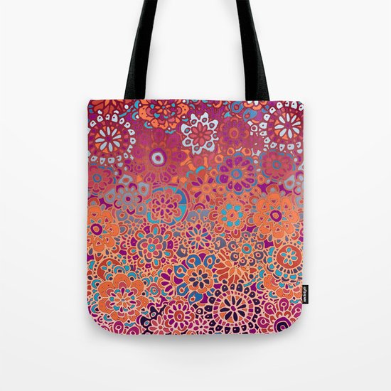 Psychedelic Ombre Flower Doodle Tote Bag