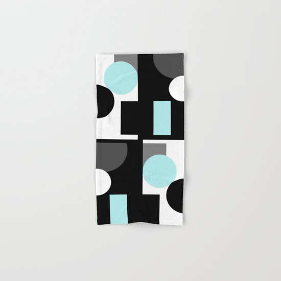An abstract geometric pattern . Geometric shapes . Black sky blue white pattern . Hand & Bath Towel