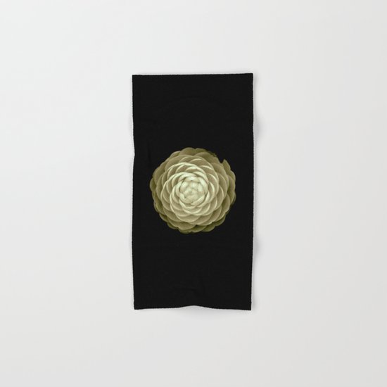 cream camelia on black background Hand & Bath Towel