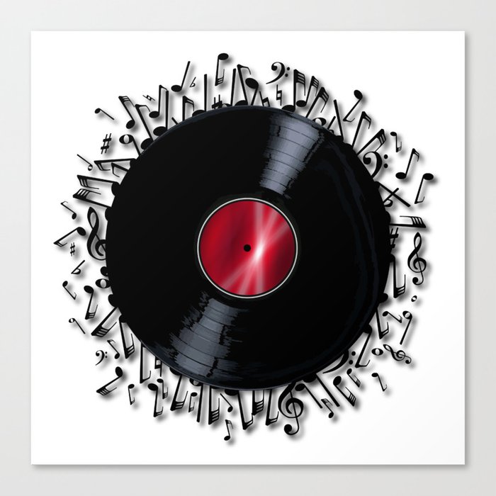 Musical Notes Record Canvas Print