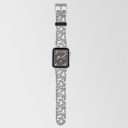Grey And White Summer Beach Elements Pattern Apple Watch Band