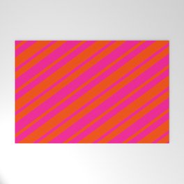 [ Thumbnail: Red and Deep Pink Colored Lined Pattern Welcome Mat ]