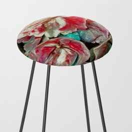 Hydrangeas painted photo - turquoise crimson gray olive Counter Stool