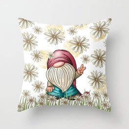 Hippie Gnome Throw Pillow