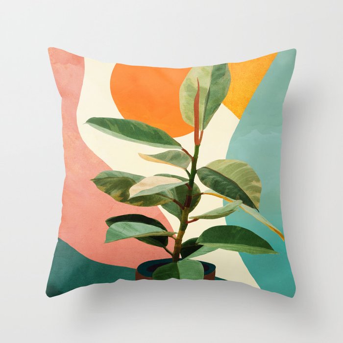 Colorful Ficus 1 Throw Pillow
