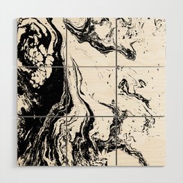 Black and White Marbling Design Wood Wall Art