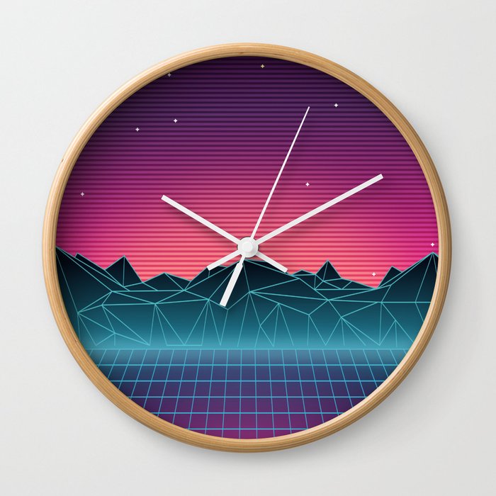 Vaporwave Landscape of the Future Wall Clock