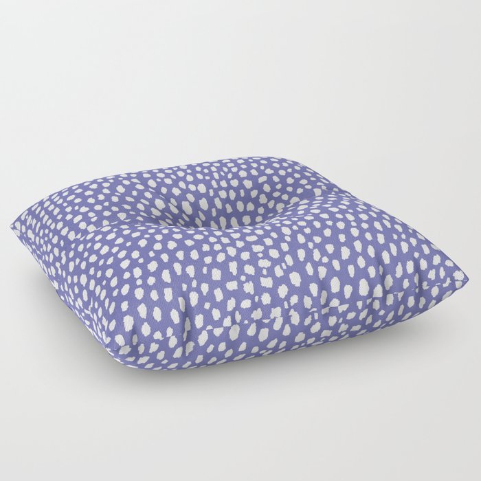 Handmade Polka Dot Paint Brush Pattern (White/Pantone Very Peri) Floor Pillow