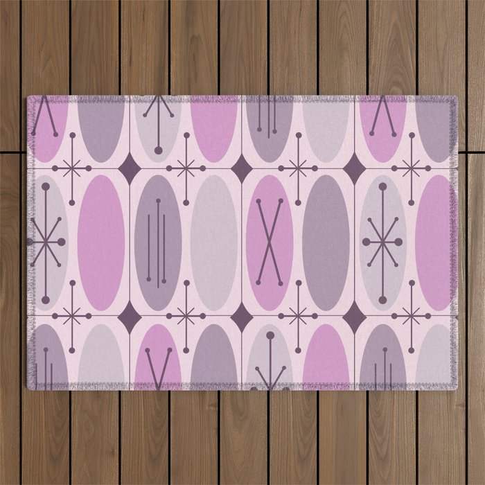 Atomic Era Ovals In Rows Lavender Outdoor Rug