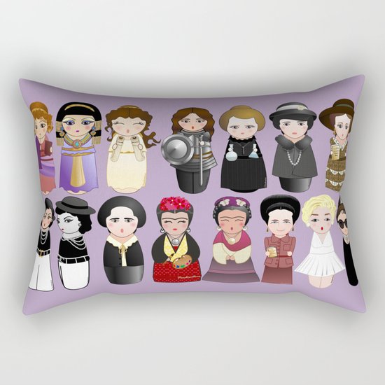 Kokeshis Women in the History Rectangular Pillow