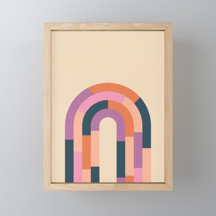 Modern Mid Century Colorful Lines Framed Mini Art Print