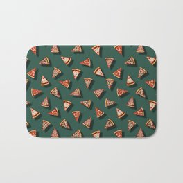 Pizza Party Pattern - Floating Pizza Slices on Teal Bath Mat | Dinner, Cheese, Slice, Pepperoni, Supreme, Pie, Pizzas, Kitchen, Snack, Somecallmebeth 