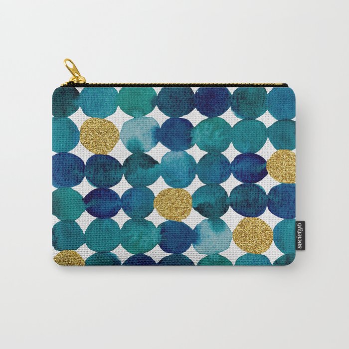 Dots pattern - blue and gold Carry-All Pouch