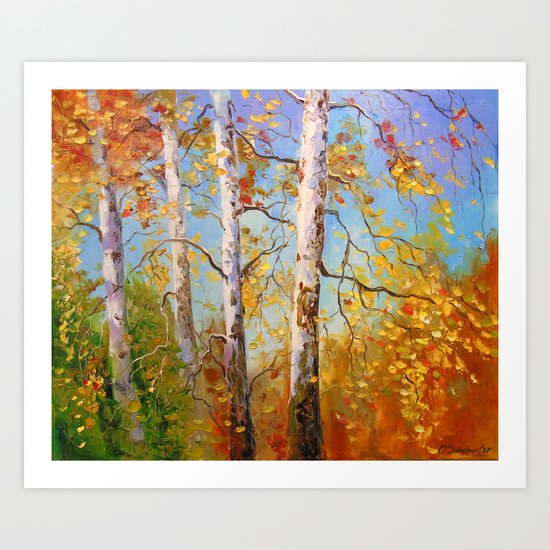 Autumn birches Art Print